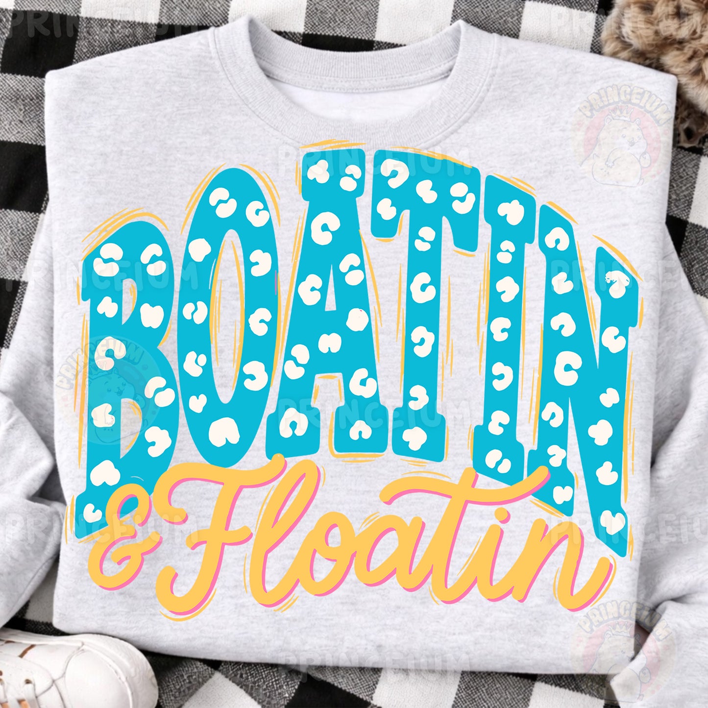 Boatin & Floatin Sublimation Design PNG | Leopard Print Lake Life Digital Download
