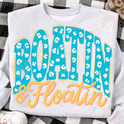 Boatin & Floatin Sublimation Design PNG | Leopard Print Lake Life Digital Download