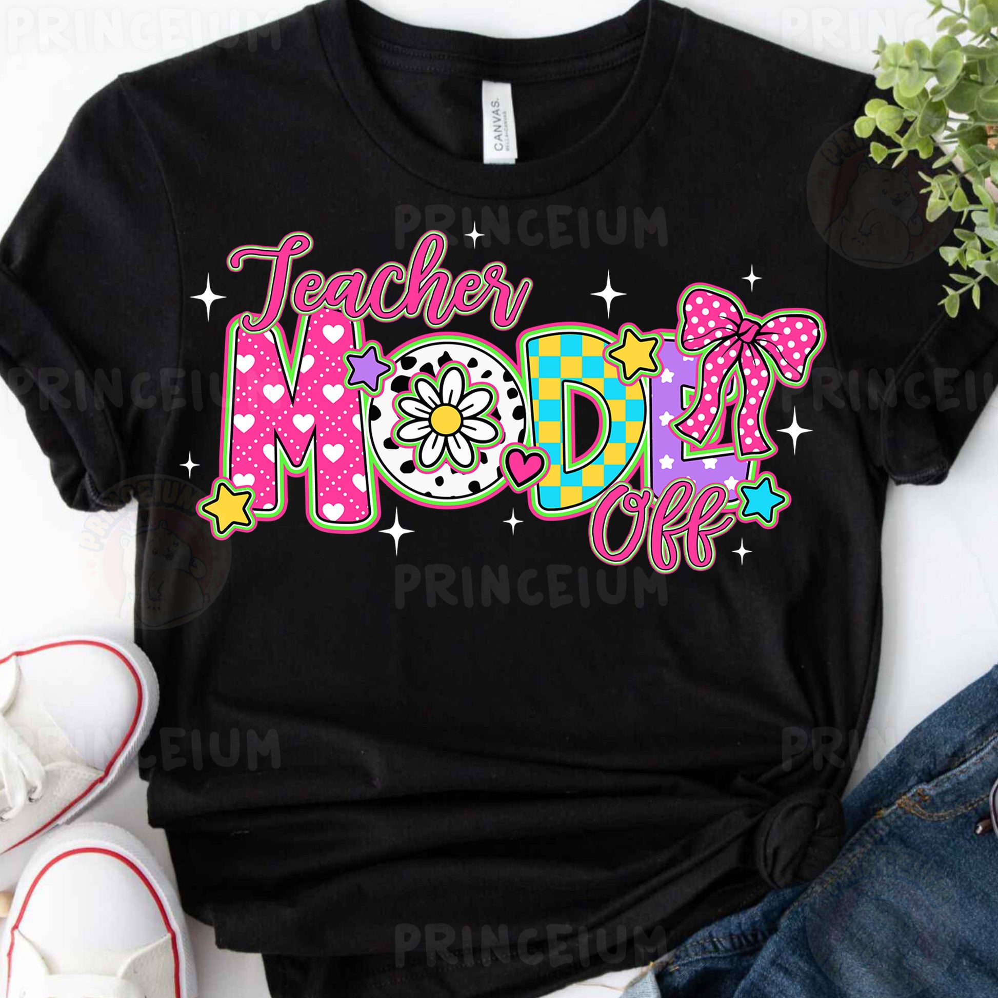 a black t - shirt with the words teacher mom on it