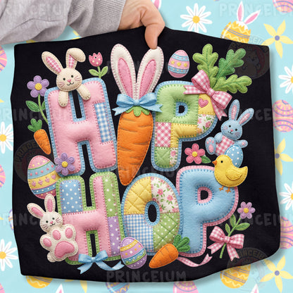 Hip Hop Png, Patchwork Bunny Carrot Letters, Cute Pastel Spring Easter Clipart Design