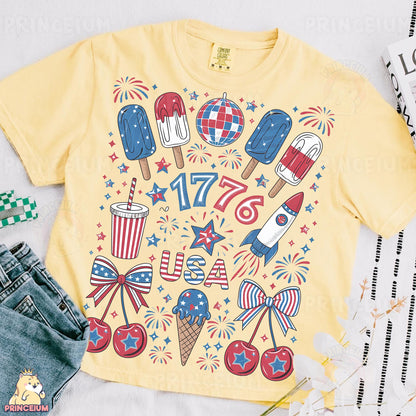 a t - shirt with a fourth of july design on it