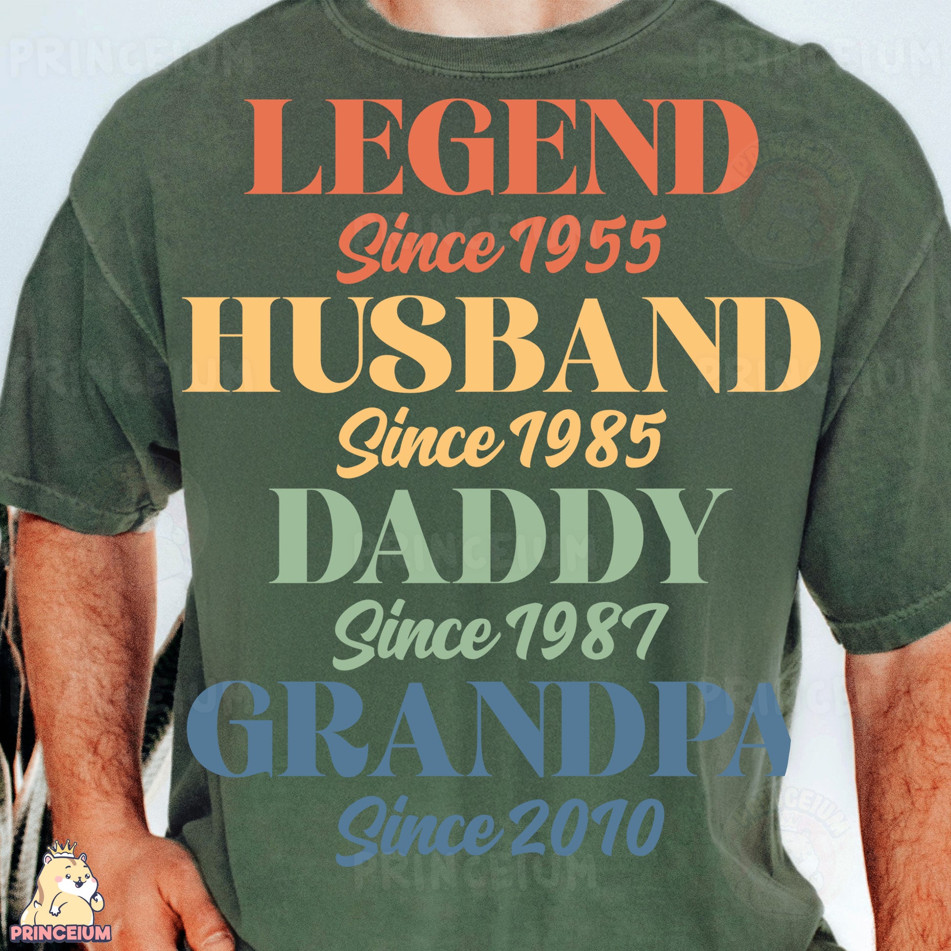 a man wearing a green shirt with the words legend since 1953