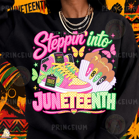 Steppin' Into Juneteenth Sublimation Design PNG Freedom 1865 Sneakers Digital Download NEW26