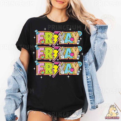 a woman wearing a black t - shirt with the words crazy on it