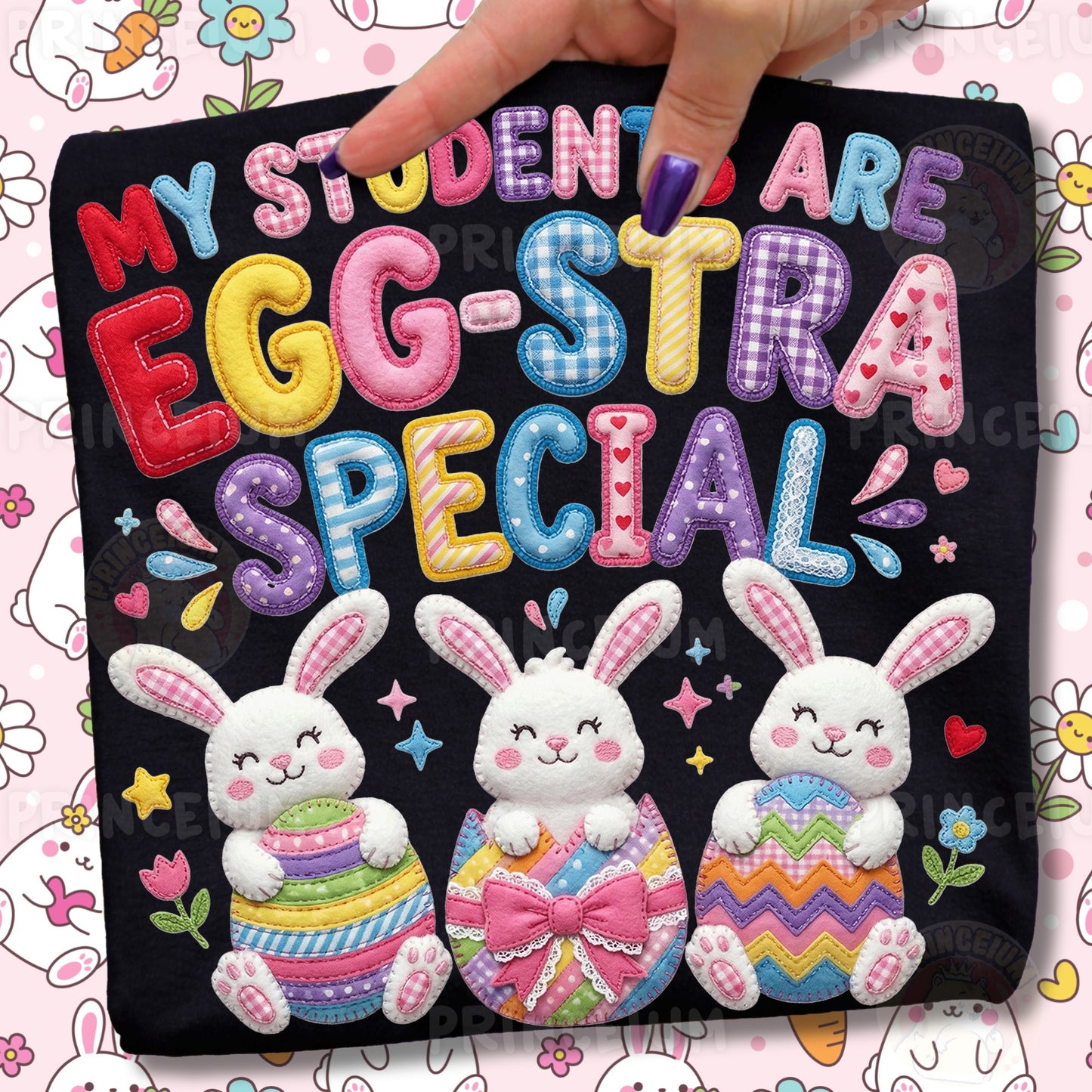 Easter Patchwork Bundle PNG, Bunny Teacher Quotes, Spring Farm Easter Designs, Cute Pastel Clipart Set