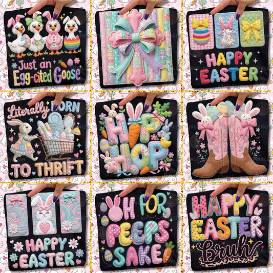 Easter Patchwork Mega Bundle PNG, Bunny Quotes, Spring Faith, Funny Easter Sayings, Cute Pastel Clipart Set