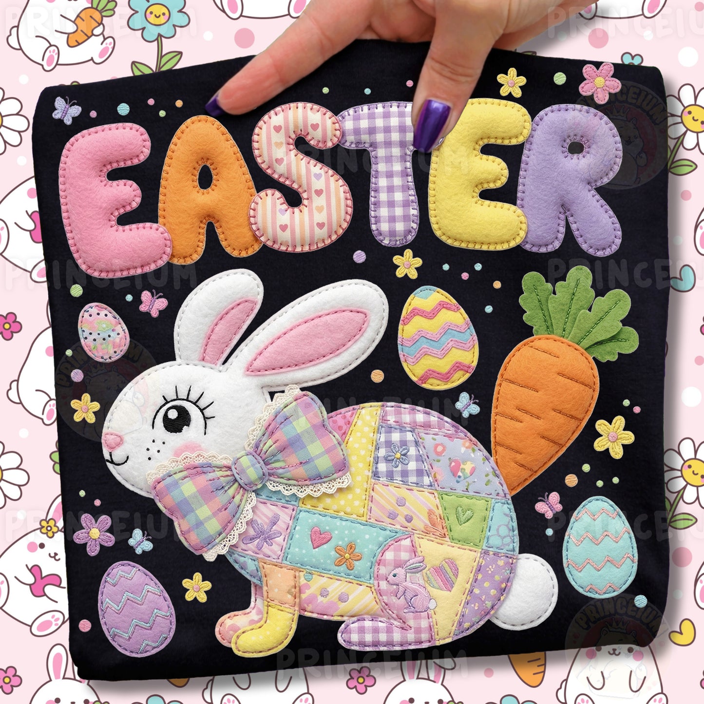 Easter Patchwork Bundle PNG, Bunny Teacher Quotes, Spring Farm Easter Designs, Cute Pastel Clipart Set