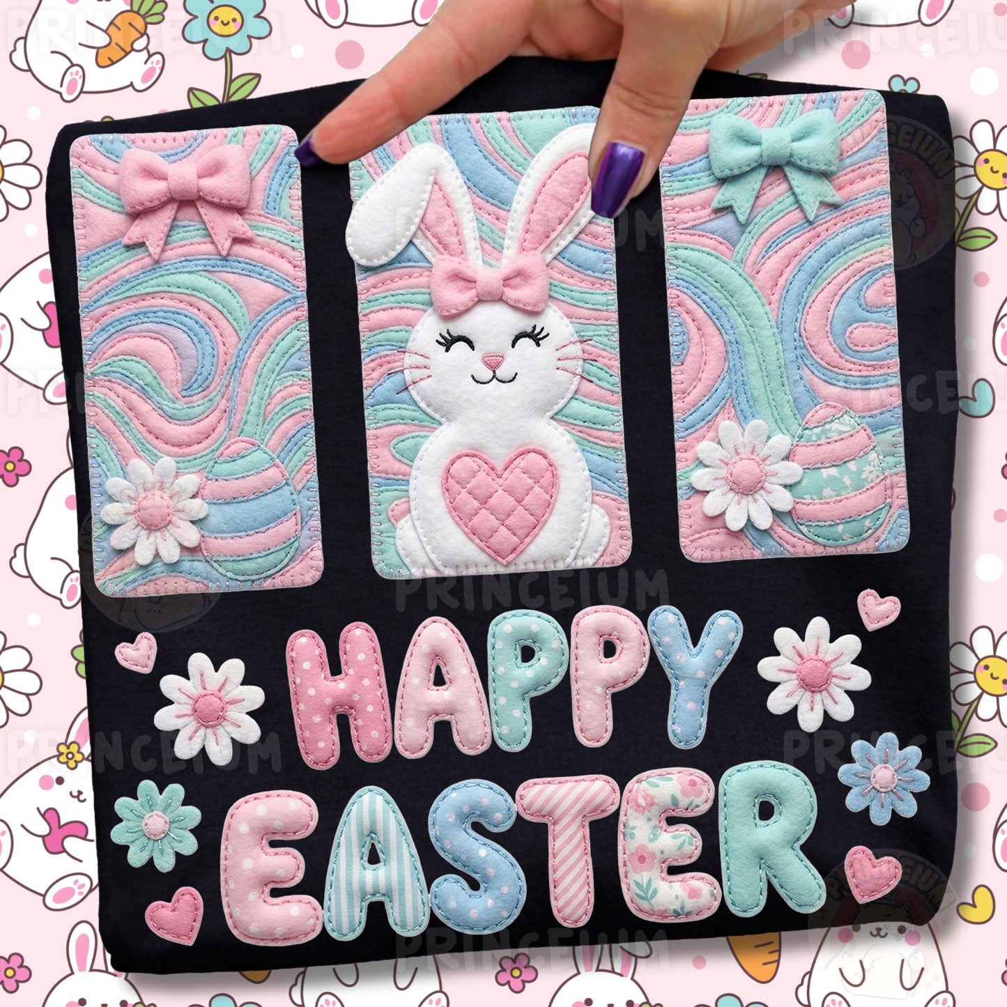 Easter Patchwork Mega Bundle PNG, Bunny Quotes, Spring Faith, Funny Easter Sayings, Cute Pastel Clipart Set
