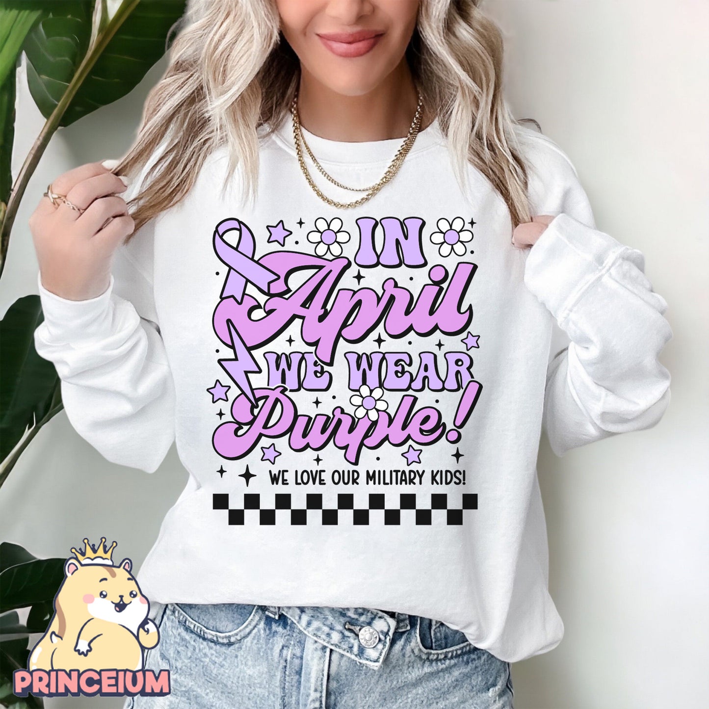 In April We Wear Purple Png, Month of the Miliary Child Png, Military Kids, Military Child Awareness