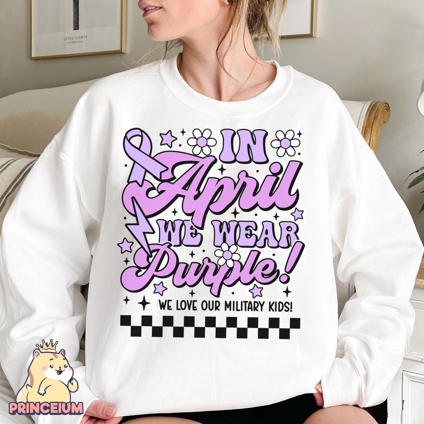 In April We Wear Purple Png, Month of the Miliary Child Png, Military Kids, Military Child Awareness