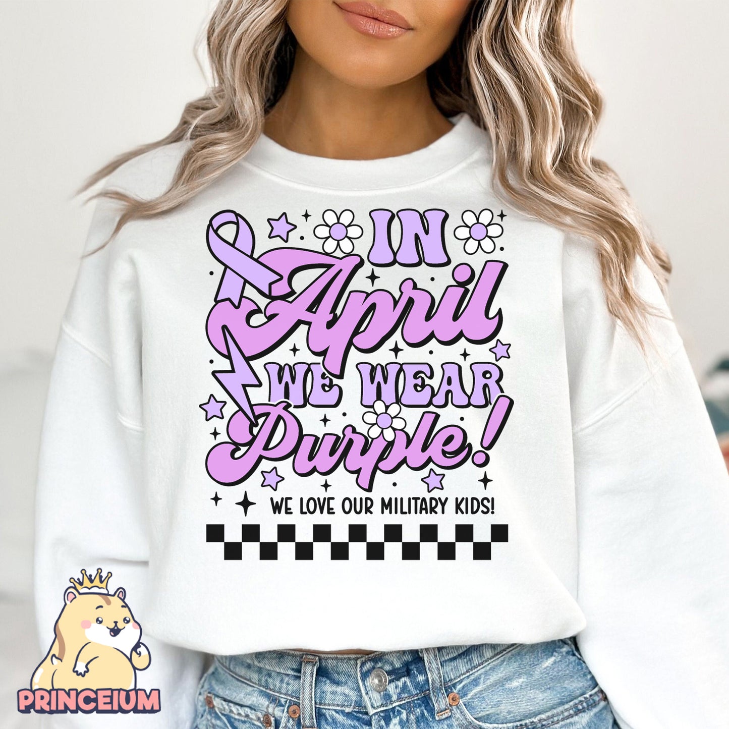 In April We Wear Purple Png, Month of the Miliary Child Png, Military Kids, Military Child Awareness