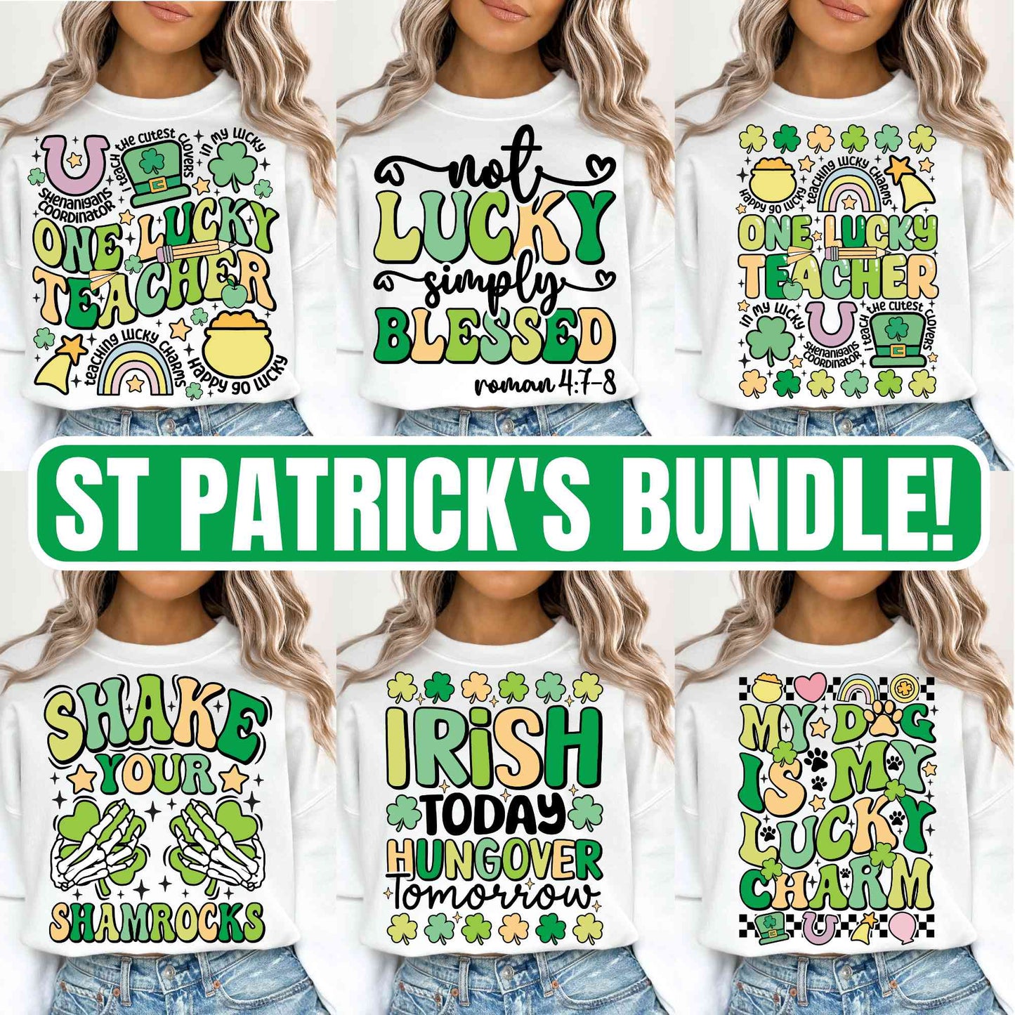 St Patrick Day Bundle Png, St Patrick Day Png, Shamrock Png, Clover St Patrick Day, Lucky Png, Lucky Charms Digital Download Files