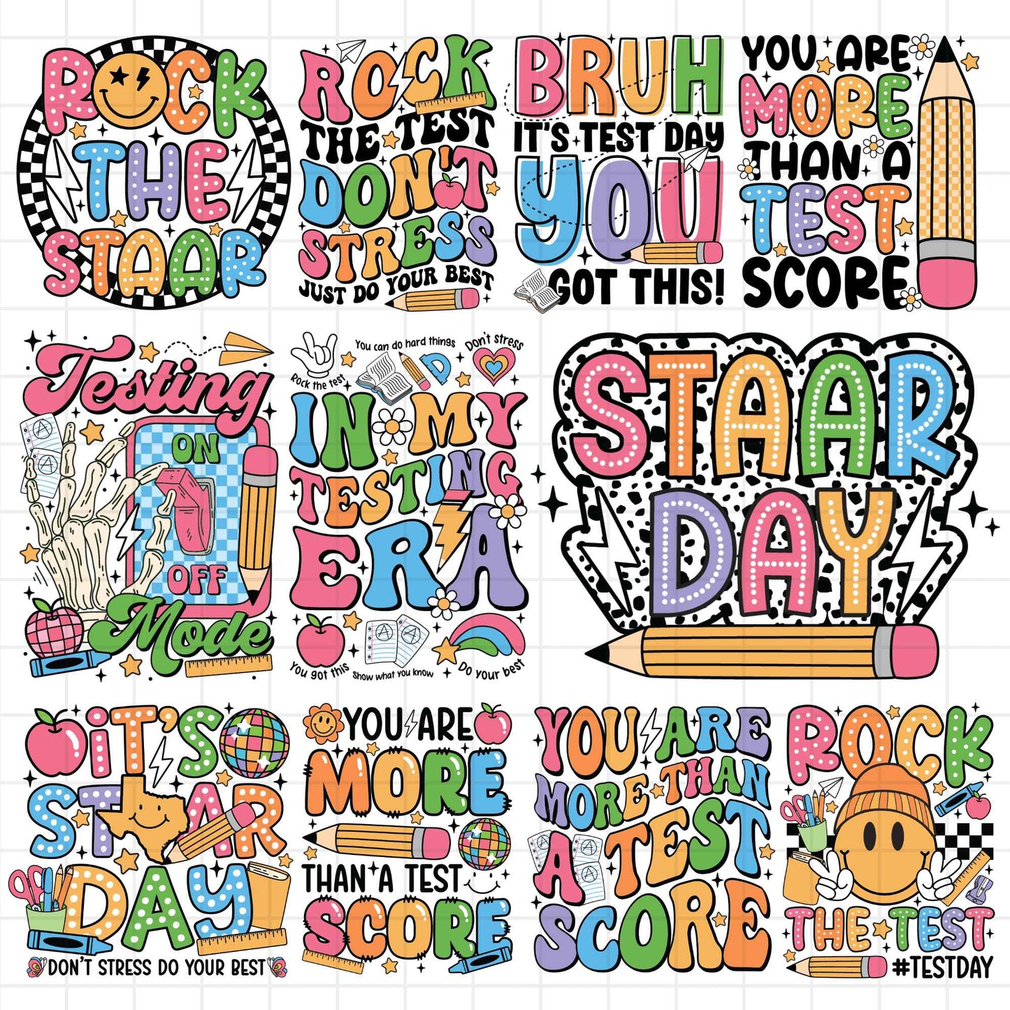 Staar Day, It’s Staar Day, Don’t Stress Do Your Best Bundle Png, You are more than Test, Rock The Test Png
