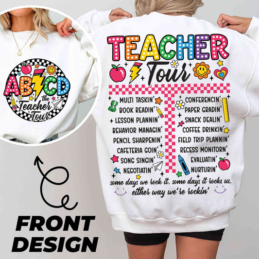 Retro Teacher Png, ABCD Teacher Tour Png, End of Year Png, Back to School, Teacher Gift, Kindergarten Teacher, Elementary School Sublimation