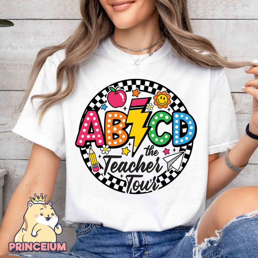 Retro Teacher Png, ABCD Teacher Tour Png, End of Year Png, Back to School, Teacher Gift, Kindergarten Teacher, Elementary School Sublimation