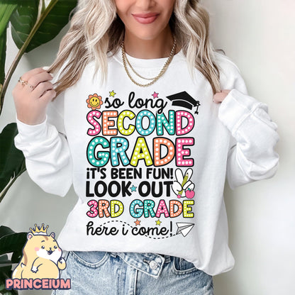 So Long, 2nd Grade It’s been fun. Look out! 3rd Grade Here I come, Last Day of School Png, End of the Year Teacher Summer Png, Sublimation Designs Digital