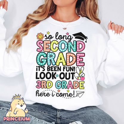 So Long, 2nd Grade It’s been fun. Look out! 3rd Grade Here I come, Last Day of School Png, End of the Year Teacher Summer Png, Sublimation Designs Digital