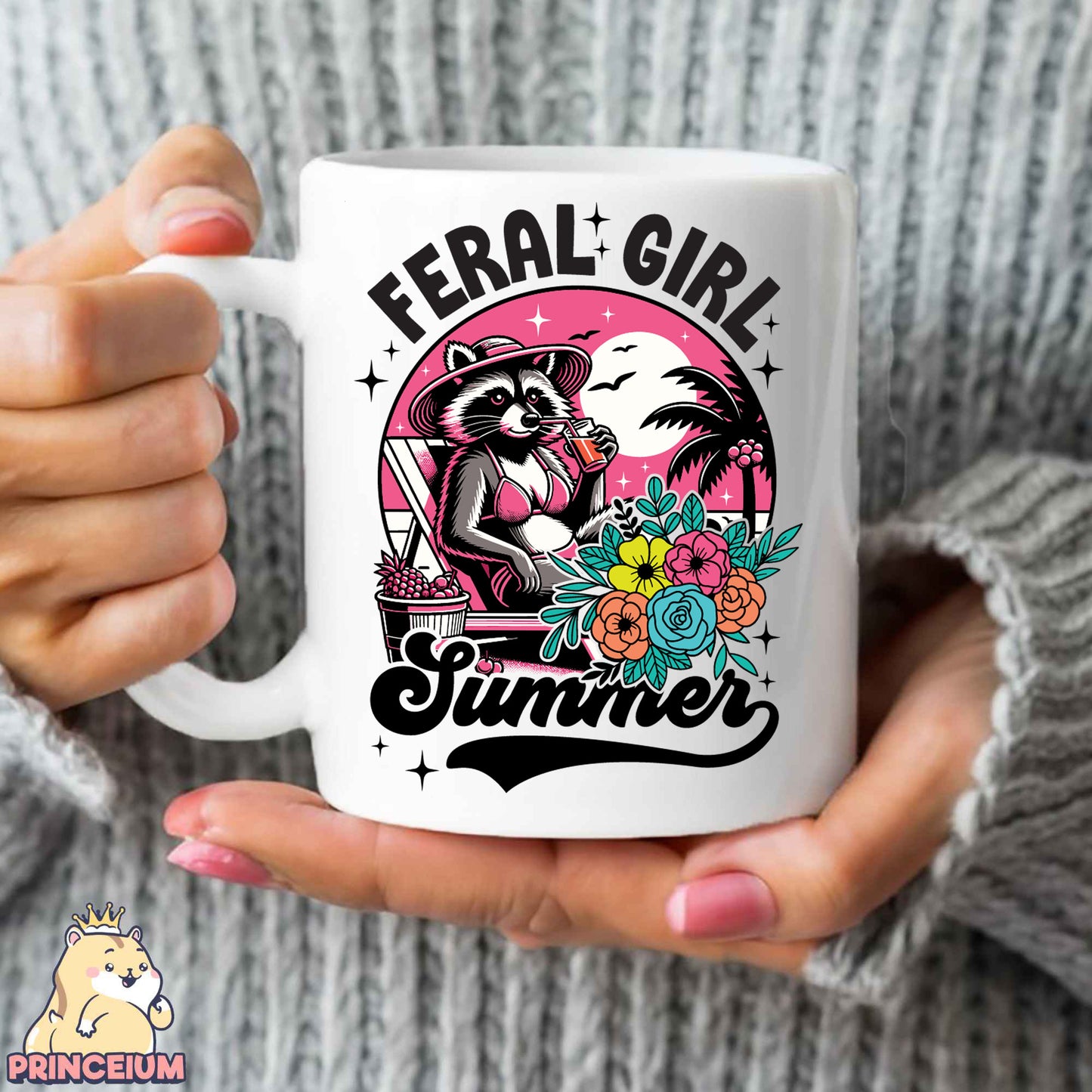 Feral Girl Summer Png, Beach Summer Shirt Png, Funny Raccon Shirt Designs, Opossum Png, Shirt Sublimation Design Digital Download