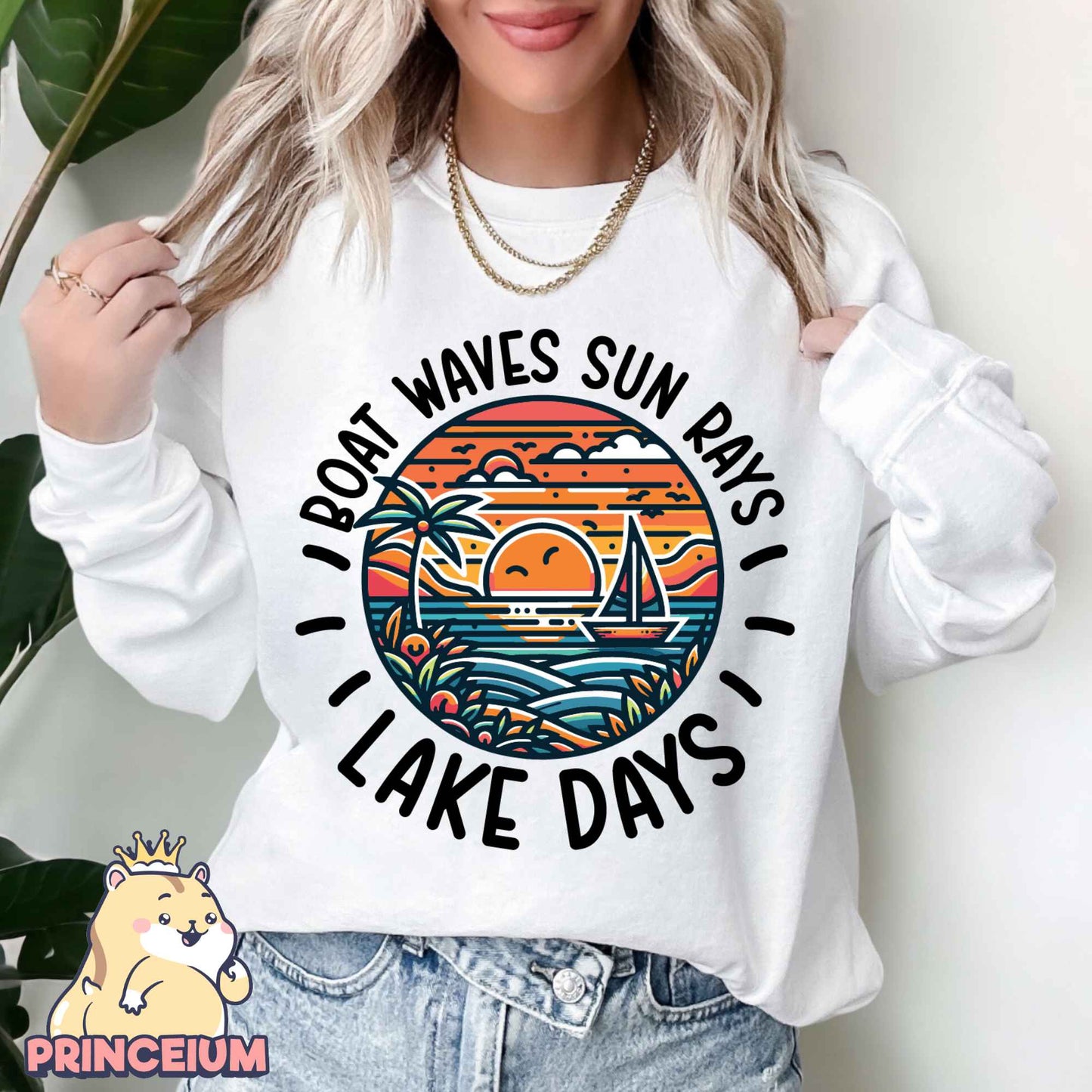 Boat Waves Sun Rays Lake Days Png, Summer Png, Retro Summer Png, Hello Summer Png, Boat Waves Png, Trendy Beach Designs, Sublimation Designs