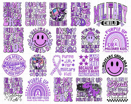 Purple Up for Military Kids Bundle Png, Month of the Miliary Child Png, Military Kids, Military Child Awareness