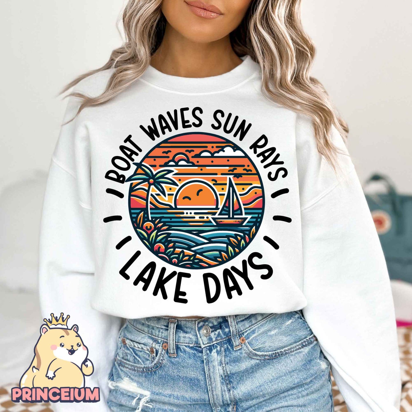 Boat Waves Sun Rays Lake Days Png, Summer Png, Retro Summer Png, Hello Summer Png, Boat Waves Png, Trendy Beach Designs, Sublimation Designs