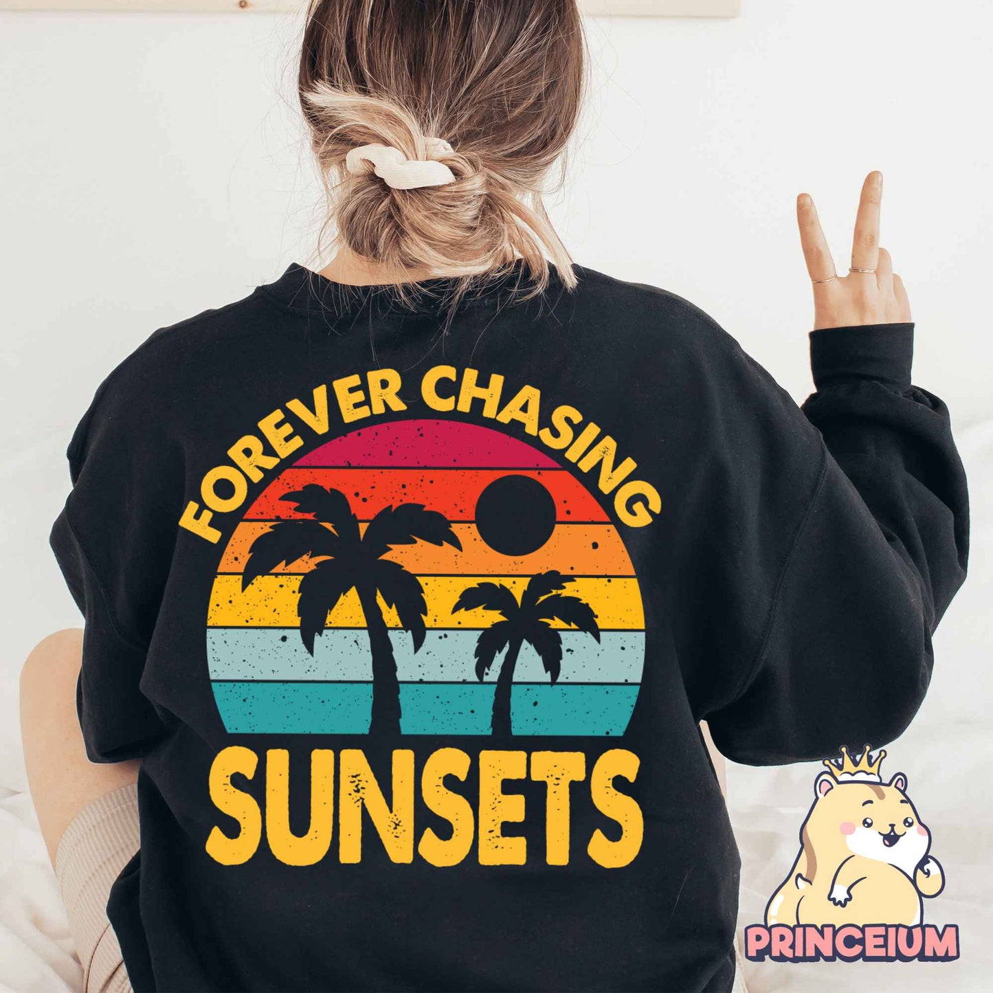 Forever Chasing Sunsets PNG, Retro Summer PNG, Beach Png, Summer Shirt Png, Front and Back Design Summer Sublimation, Aesthetic Summer