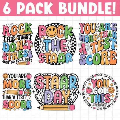 Rock the Test Don't Stress Bundle Png, Rock The Test Png, Teacher Quotes, Groovy Test Day