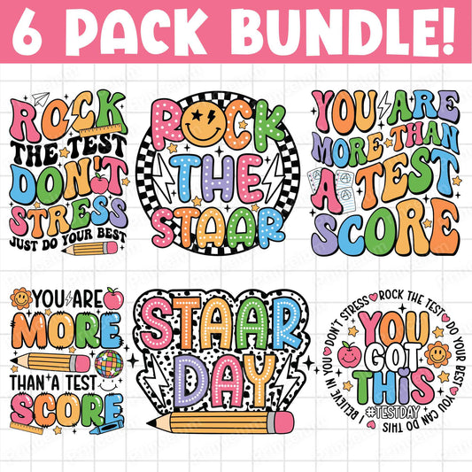 Rock the Test Don't Stress Bundle Png, Rock The Test Png, Teacher Quotes, Groovy Test Day