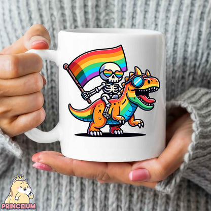 Skeleton Riding Dinosaur LGBTQ Png, Skeleton Pride Png, Dinosaur Pride Png, Rainbow Gay, Queer Pride, Dinosaur Pride Png, Sublimation Design