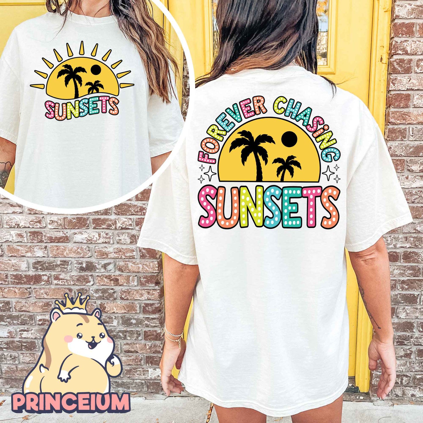 Forever Chasing Sunsets Png, Retro Summer Png, Beach Png, Summer Shirt Png, Front and Back Design Summer Sublimation