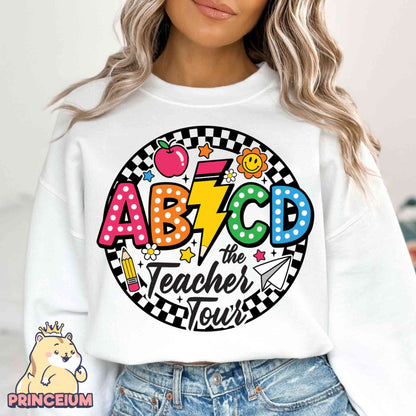 Retro Teacher Png, ABCD Teacher Tour Png, End of Year Png, Back to School, Teacher Gift, Kindergarten Teacher, Elementary School Sublimation