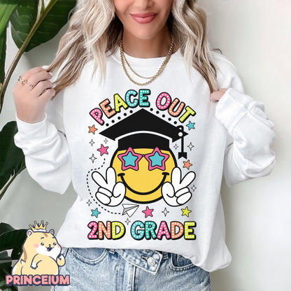 Peace Out School Png, 1st Grade, 2nd Grade, End of School Png, Graduation Png, Last Day Of School Png, Retro Teacher Png, Sublimation Design