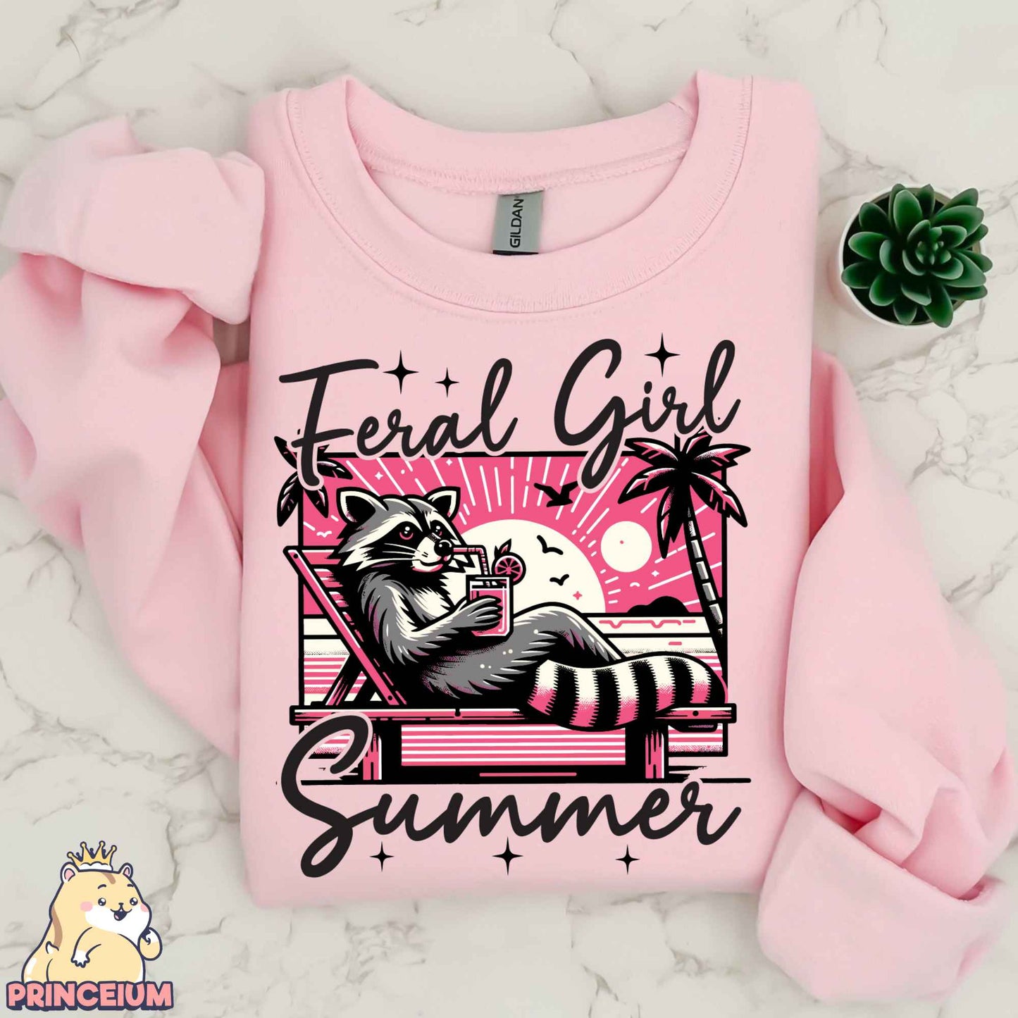 Feral Girl Summer Png, Beach Summer Shirt Png, Funny Raccon Shirt Designs, Opossum Png, Shirt Sublimation Design Digital Download