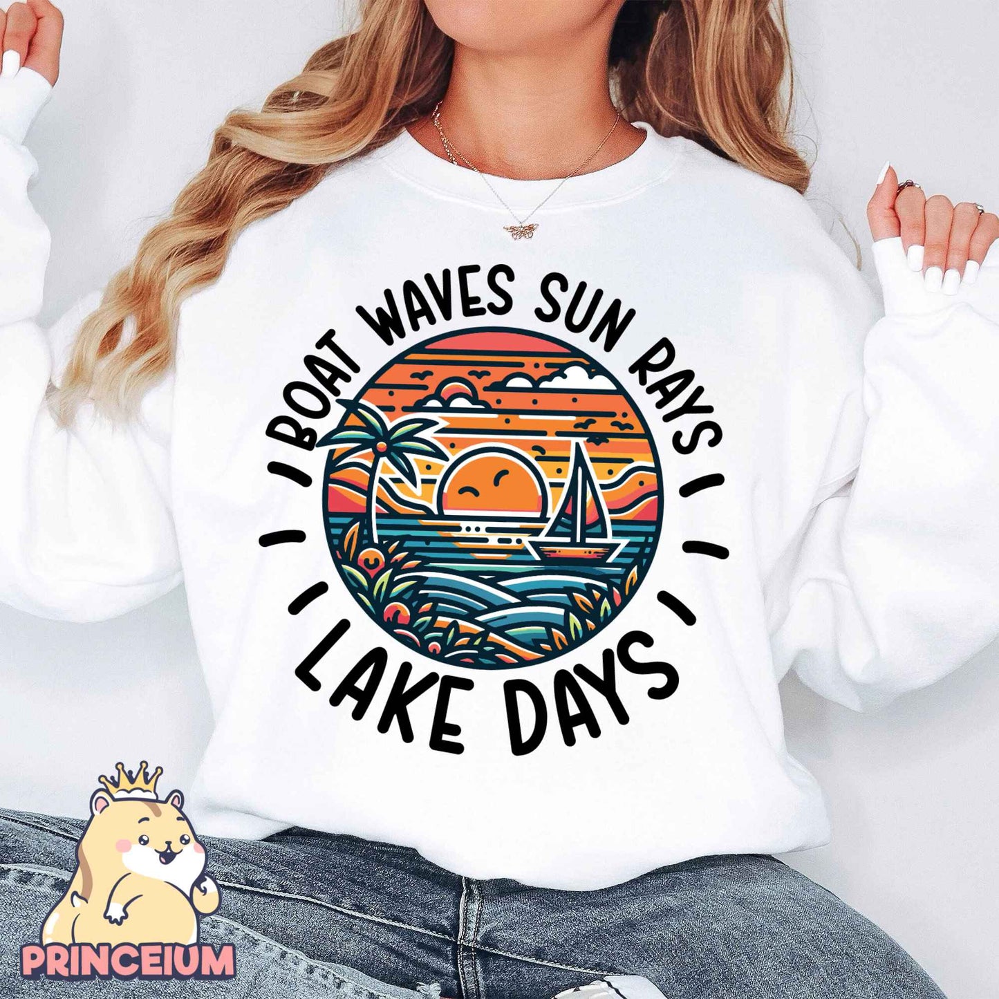 Boat Waves Sun Rays Lake Days Png, Summer Png, Retro Summer Png, Hello Summer Png, Boat Waves Png, Trendy Beach Designs, Sublimation Designs