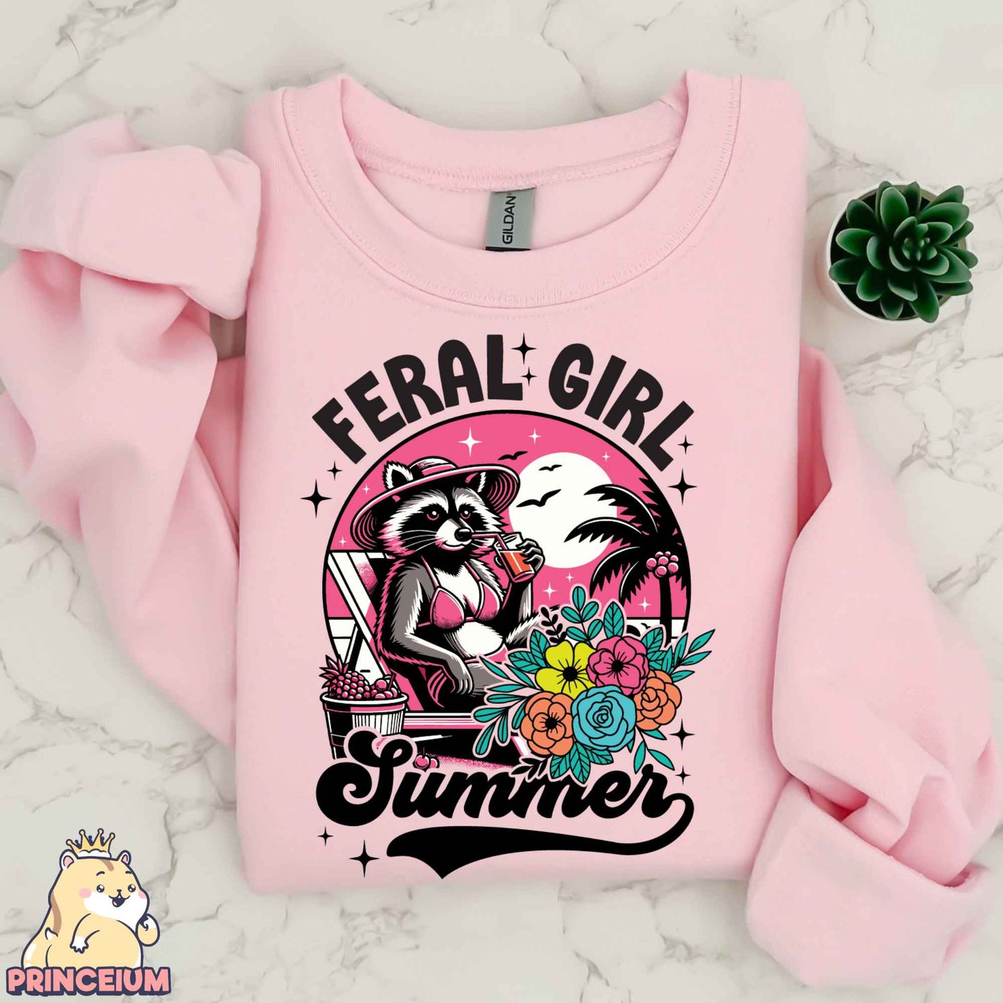 Feral Girl Summer Png, Beach Summer Shirt Png, Funny Raccon Shirt Designs, Opossum Png, Shirt Sublimation Design Digital Download