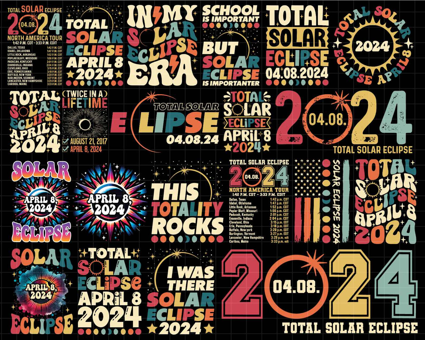 Solar Eclipse 20+ Bundle Png, Solar Eclipse Png, April 8th 2024
