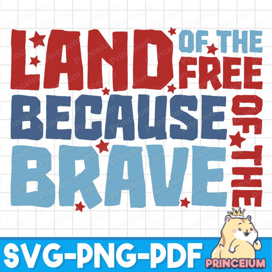Land of the Free Because of The Brave, Patriotic Shirt Png, Fourth of July, America Flag Png, Memorial Day Sublimation