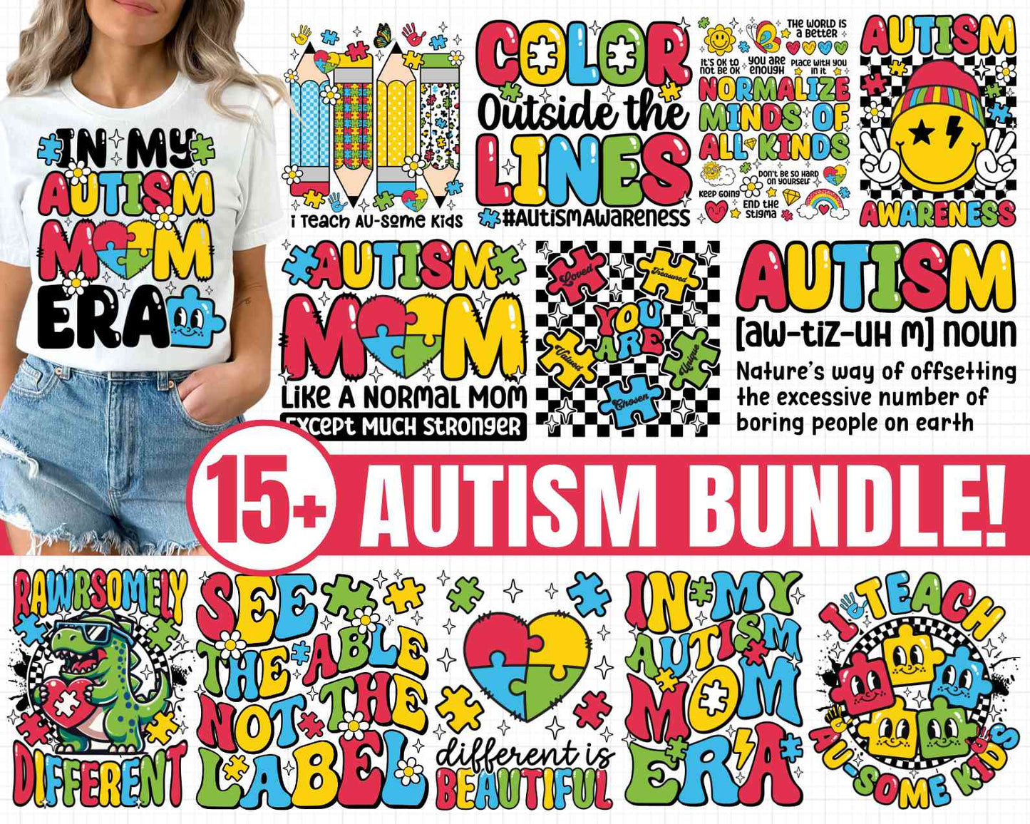 Autism Awareness Png Bundle, Autism T-Shirt, Autism Quotes Png