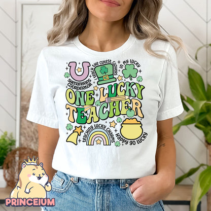 One Lucky Teacher Png, St Patrick Day Png, Lucky Charm Png, Shamrock Shirt Png, St Patty’s Day Png, Lucky Shamrock Digital Download Files