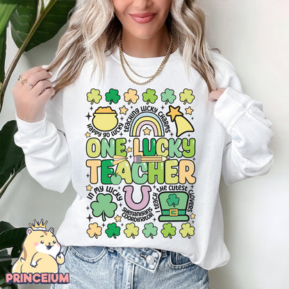 One Lucky Teacher Png, St Patrick Day Png, Lucky Charm Png, Shamrock Shirt Png, St Patty’s Day Png, Lucky Shamrock Digital Download Files