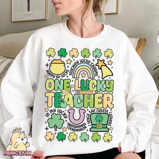 One Lucky Teacher Png, St Patrick Day Png, Lucky Charm Png, Shamrock Shirt Png, St Patty’s Day Png, Lucky Shamrock Digital Download Files