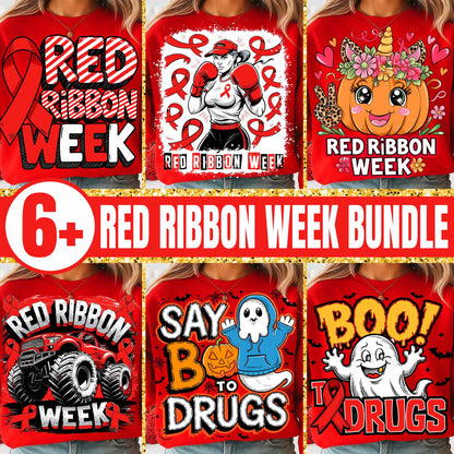 Red Ribbon Week Bundle Png, In October We Wear, Red Ribbon Week Png, Drug-Free, Anti-Drug Svg, Red ribbon Week, Sublimation Designs, Digital