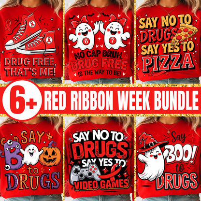 Red Ribbon Week Bundle Png, In October We Wear, Red Ribbon Week Png, Drug-Free, Anti-Drug Svg, Red ribbon Week, Sublimation Designs, Digital