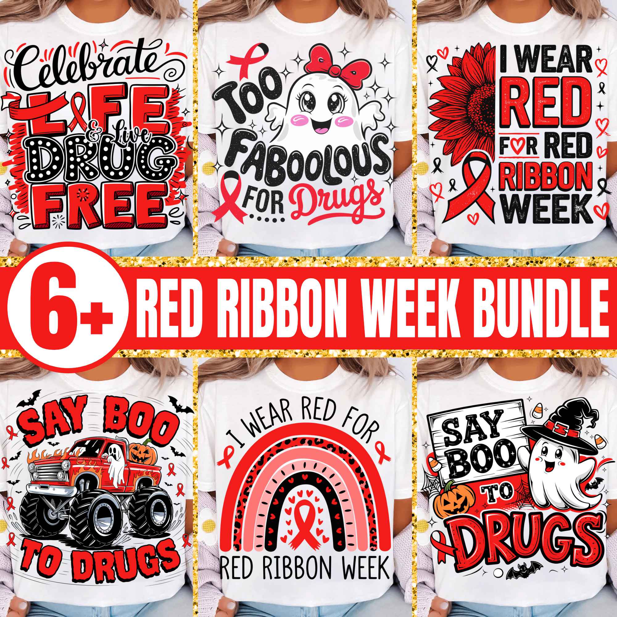 Red Ribbon Week Bundle Png, In October We Wear, Red Ribbon Week Png, D ...
