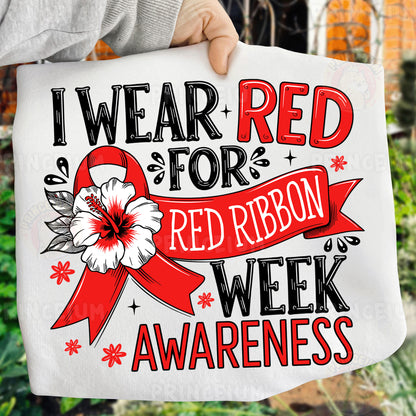 Red Ribbon Week Bundle Png, In October We Wear, Red Ribbon Week Png, Drug-Free, Anti-Drug Svg, Red ribbon Week, Sublimation Designs, Digital
