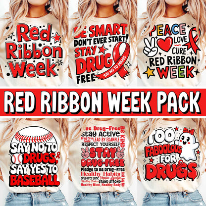 Red Ribbon Week Mega Bundle Png, In October We Wear, Red Ribbon Week Png, Drug Free, Anti Drug Png, Red ribbon Week, Sublimation Designs (Copy)