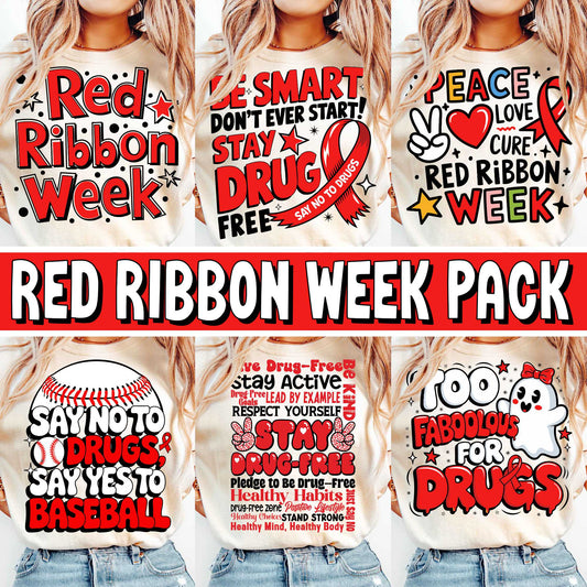 Red Ribbon Week Mega Bundle Png, In October We Wear, Red Ribbon Week Png, Drug Free, Anti Drug Png, Red ribbon Week, Sublimation Designs (Copy)