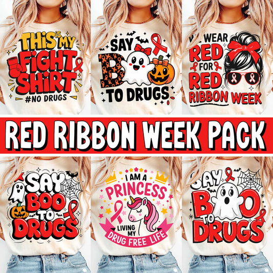 Red Ribbon Week Mega Bundle Png, In October We Wear, Red Ribbon Week Png, Drug Free, Anti Drug Png, Red ribbon Week, Sublimation Designs