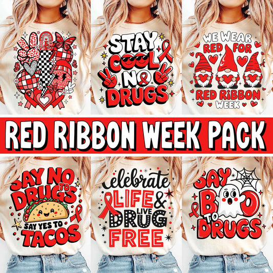 Red Ribbon Week Bundle Png, In October We Wear, Red Ribbon Week Png, Drug-Free, Anti-Drug Svg, Red ribbon Week, Sublimation Designs, Digital