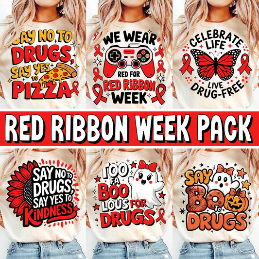 Red Ribbon Week Bundle Png, In October We Wear, Red Ribbon Week Png, Drug-Free, Anti-Drug Svg, Red ribbon Week, Sublimation Designs, Digital